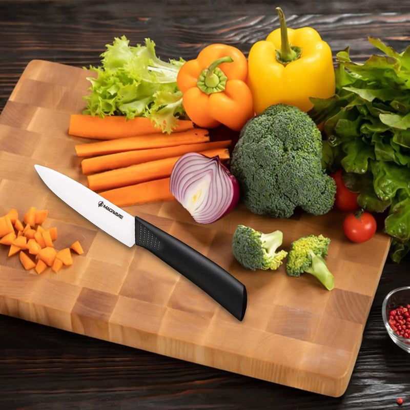 Magiware Paring Knife, Classic 4 inch Ceramic Paring Knife with Sheath Cover, Fruit and Vegetable knife,Longer Sharp Rust Proof Stain Resistant - Image 4